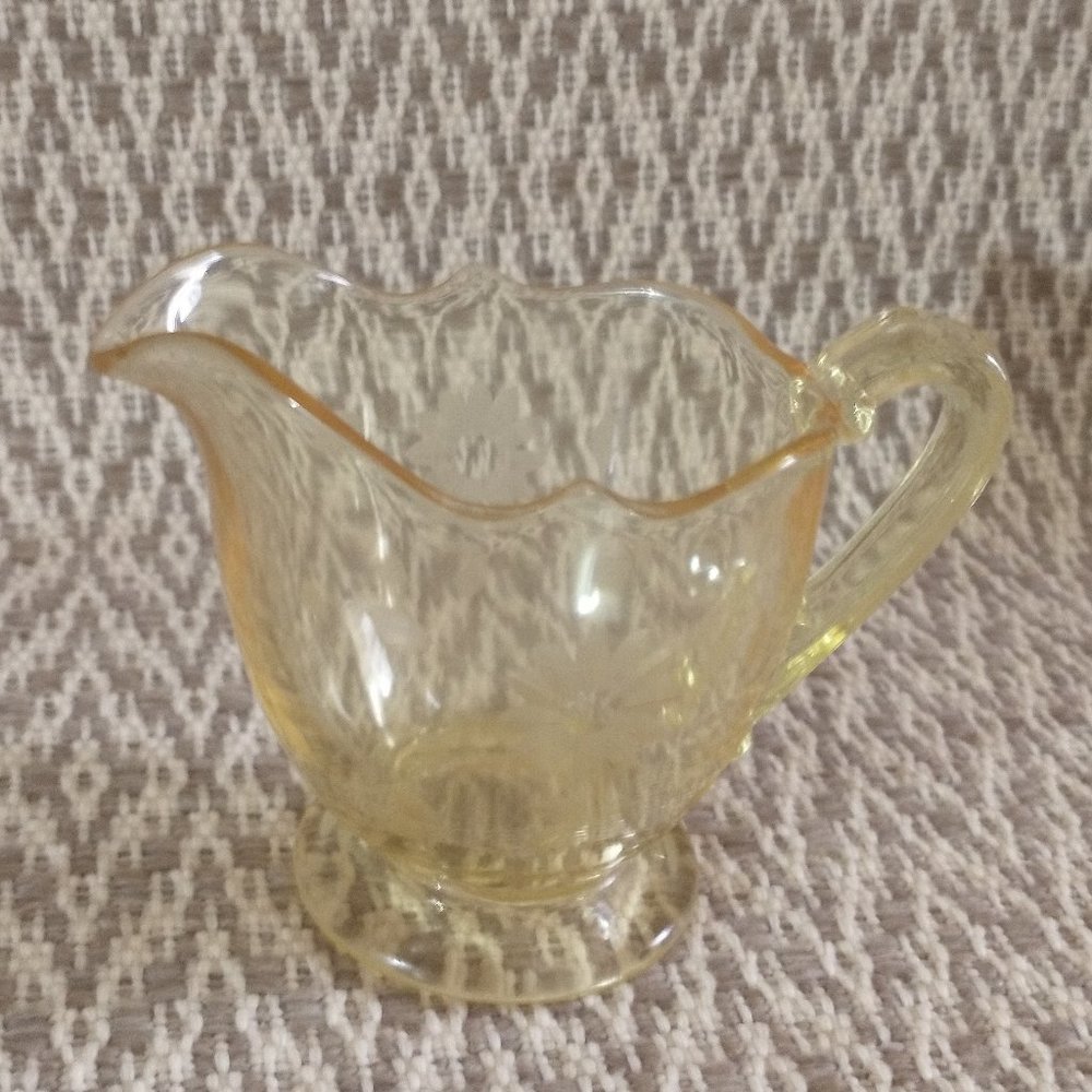 Lancaster Glass Yellow Jubilee Creamer